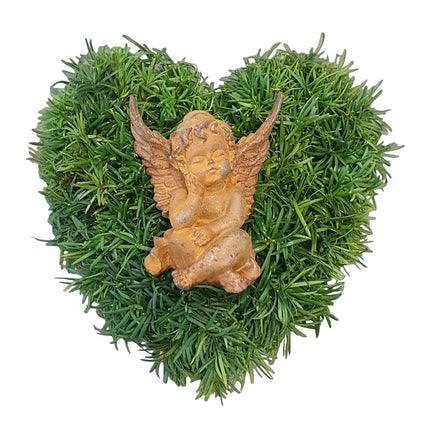 Trauerherz aus Taxus mit Engel_Grabschmuck_online bestellen Zürich