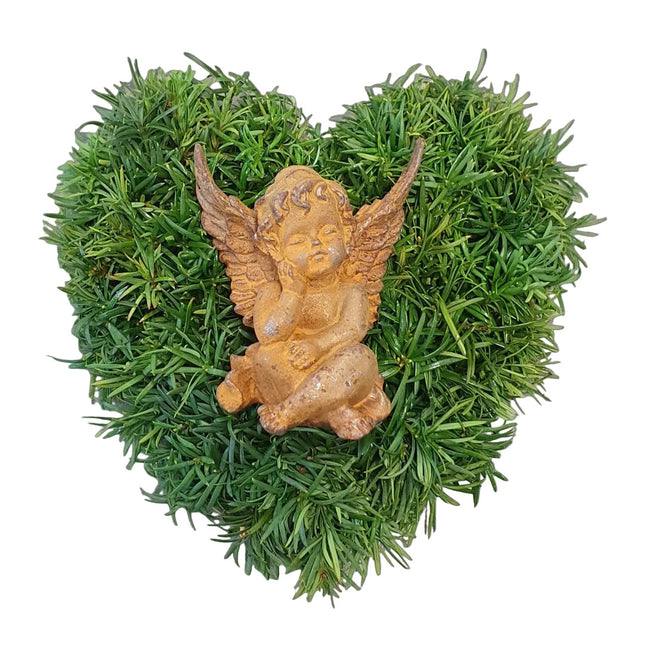 Trauerherz aus Taxus mit Engel_Grabschmuck_online bestellen Zürich