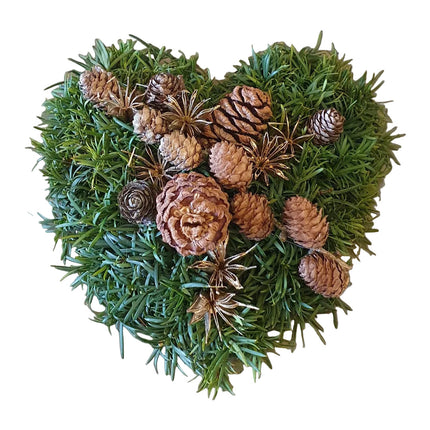 Trauerherz aus Taxus mit Zapfen_Grabschmuck_online bestellen Zürich