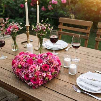 Pinkes Blumenherz Pink Love aus saisonalen Blumen als romantisches Geschenk online bestellen