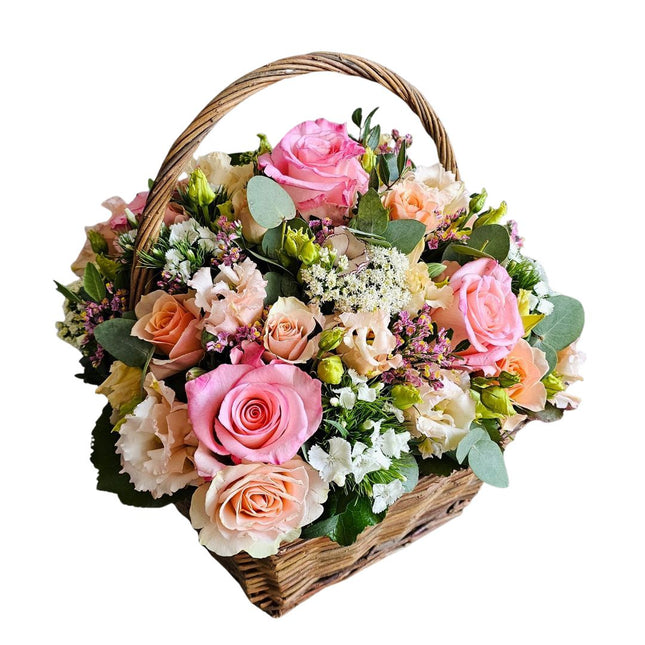 Blumenkorb mit rosa Rosen kaufen Zürich Muttertag Geschenk Lieferung