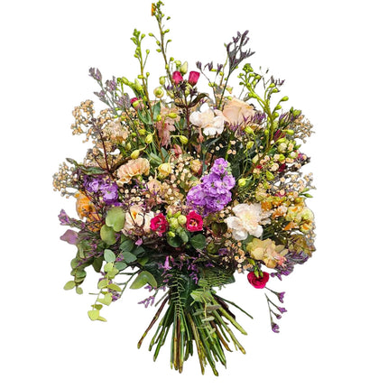 Pastellfarbener Blumenstrauss mit Rosen Levkojen Lisianthus und Saisonblumen online bestellen in Zürich mit Lieferung