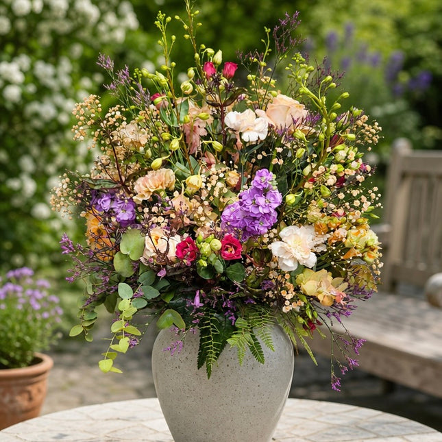 Pastellfarbener Blumenstrauss mit Rosen Levkojen Lisianthus und Saisonblumen online kaufen in Zürich mit Lieferung