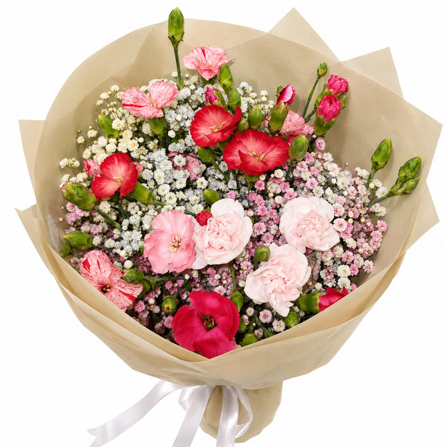 Blumenstrauss Zürich rosa Nelken Schleierkraut online kaufen frische Lieferung