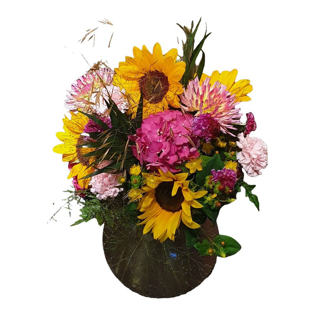 Sommerblumenstrauss mit Sonnenblumen und Hortensien kaufen Zürich