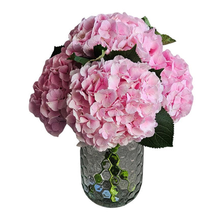 Rosa Monobouquet mit frischen Hortensien in Vase online bestellen Zürich Blumenlieferung