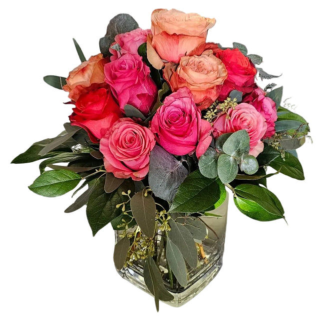 Rosenglück Rosenstrauss mit harmonisch farbigen Rosen