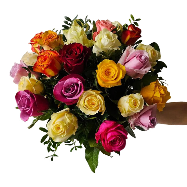 Bunter Rosenstrauss mit farbenfrohen Max Havelaar Rosen