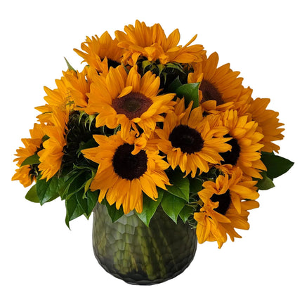 Sonnenblumenstrauss Sunny Day mit frischen gelben Sonnenblumen online bestellen in Zürich mit schneller Blumenlieferung und Sommergrüssen für jeden Anlass.
