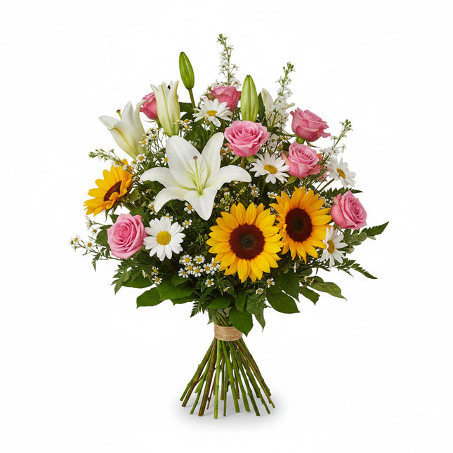 Sonnenblumen Blumenstrauss kaufen Zürich mit Lilien Rosen Sommerstrauss Lieferung heute