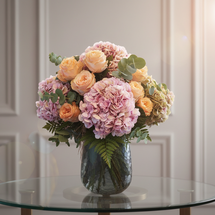 Romantic Dream grosser Blumenstrauss mit Hortensien und Rosen