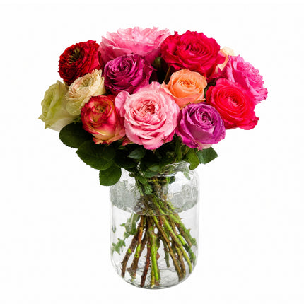 Bunte kurze Ecuador Rosen als Blumenstrauss online bestellen Zürich