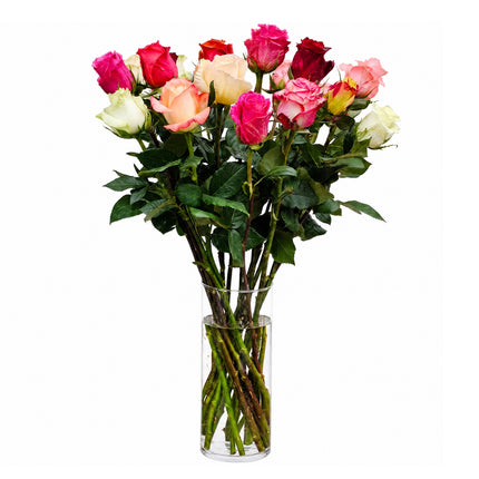 Bunte langstielige Ecuador Rosen als Blumenstrauss in Zürich