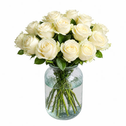 Kurze weisse Ecuador Rosen Strauss online bestellen in Zürich